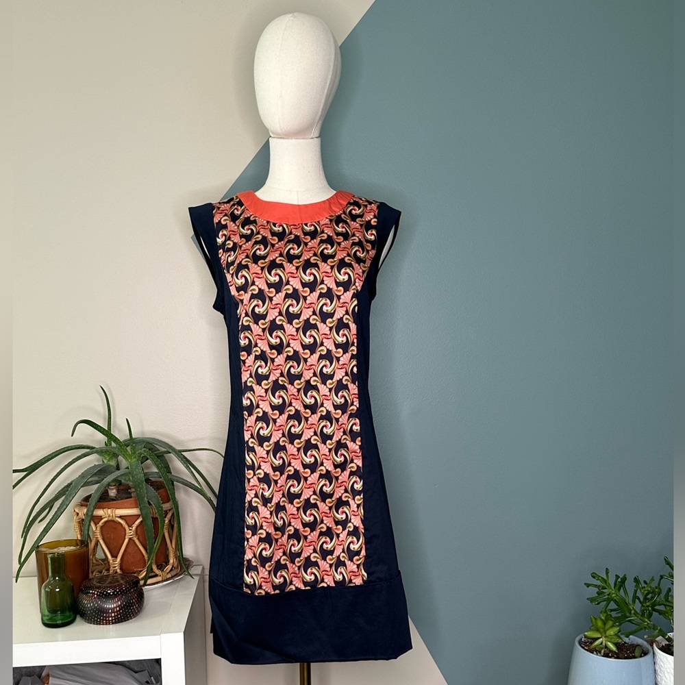 The Webster Miami for Target Mod Shift Dress Pink Navy Retro Swirl Print Size 4 - Picture 2 of 11